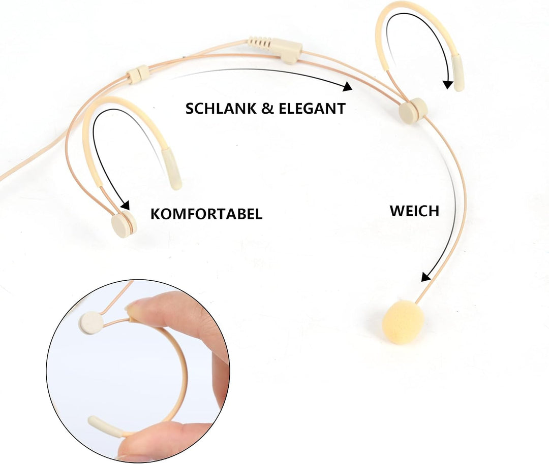 Kabelgebundenes Headset-Mikrofon, Doppeltes Over-Ear Kondensator-Kopfbügelmikrofon kompatibel mit Au