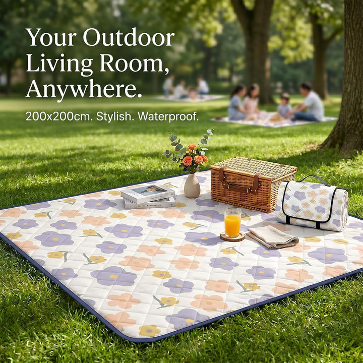 Picknickdecke Wasserdicht, Pikncik Decke Gross, Picknickdecke 200x200cm, Faltbar Leicht Tragbar Outd
