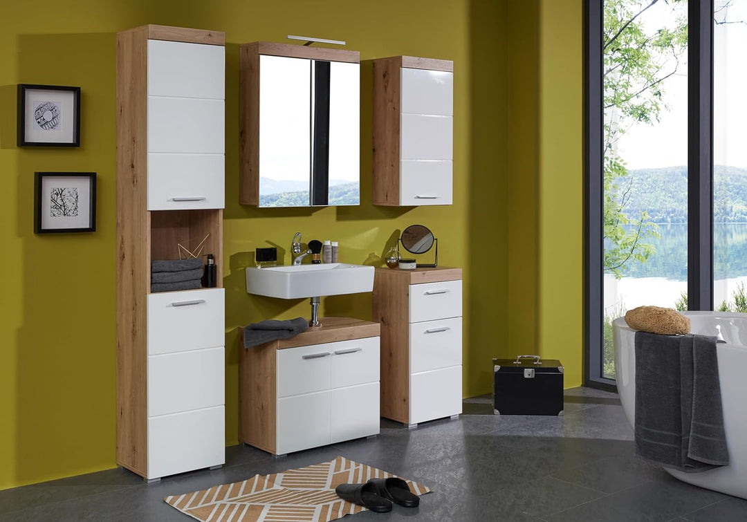 trendteam smart living - Spiegelschrank inkl. Beleuchtung - Bad - Amanda - Aufbaumass (BxHxT) 60 x 7