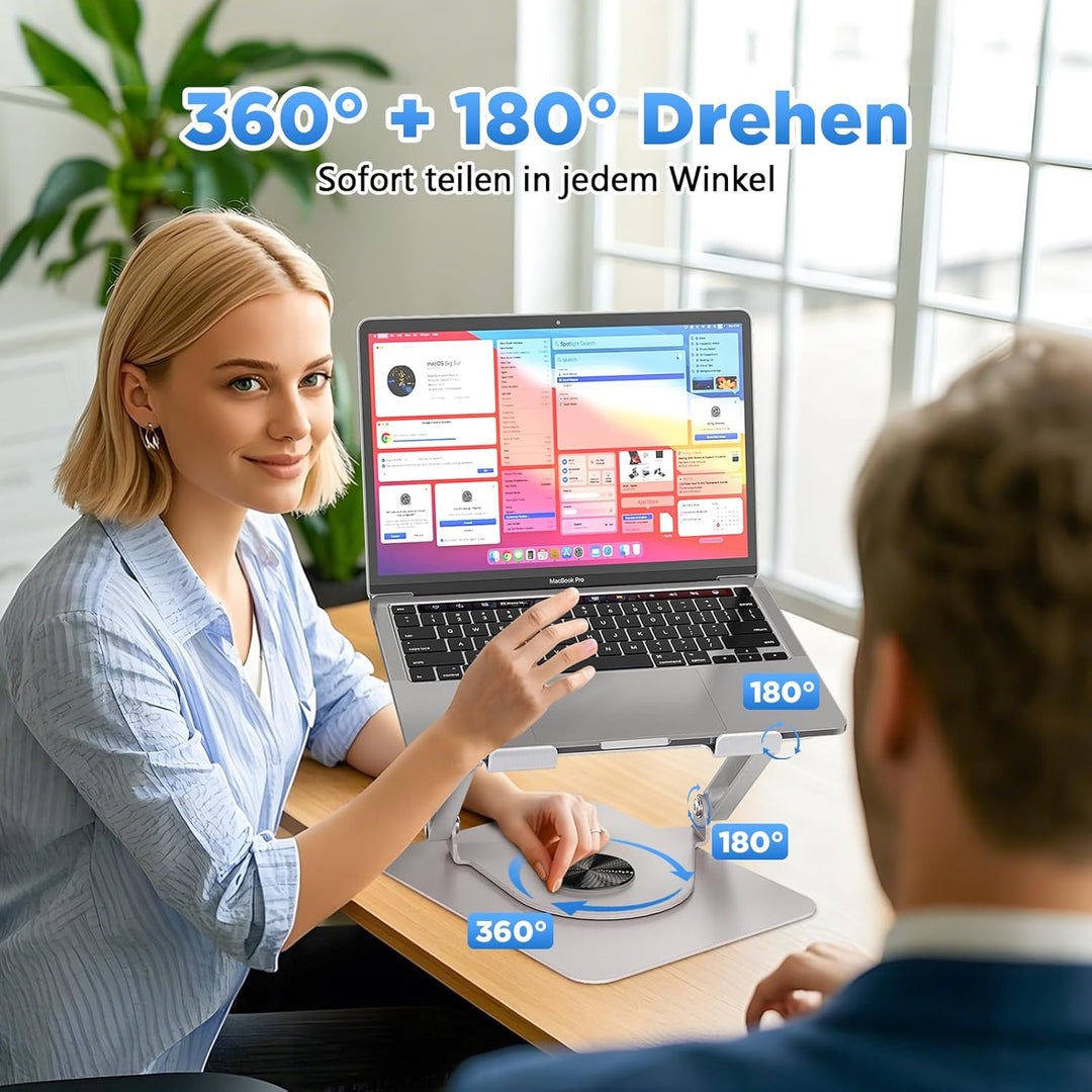 ICARE Laptop Ständer mit Magnetischem Laptop Kühler, 360° Schwenkbar, 10KG Tragkraft und 18dB Leise,