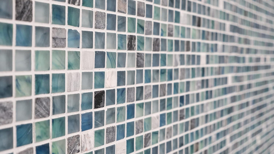 Mosaik Fliese Transluzent grünblau Glasmosaik Crystal Stein Cream grünblau für WAND BAD DUSCHE KÜCHE