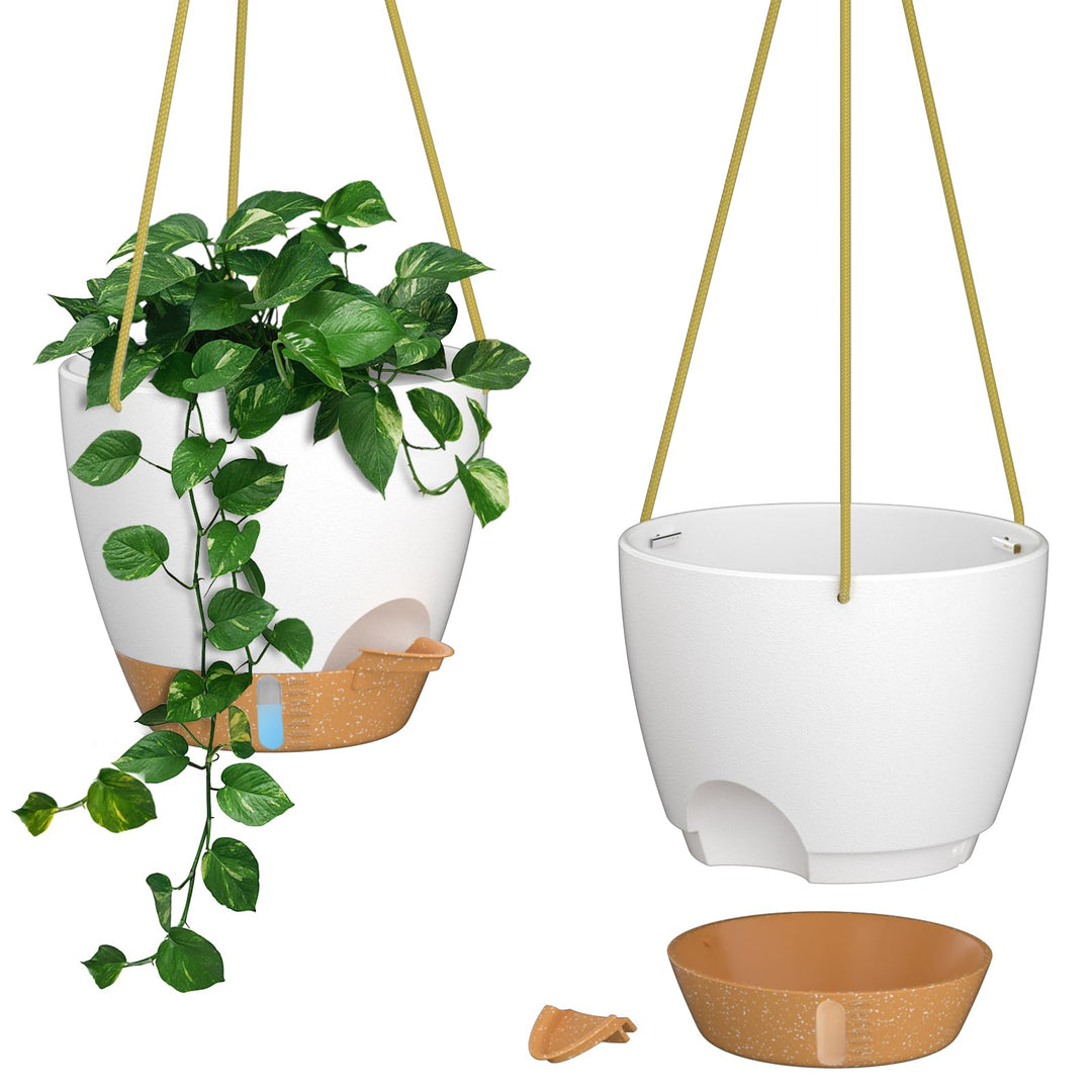 ZMTECH 25cm Blumenampel Hängend Blumentopf Hängeampel Kunststoff Hängeampel für Pflanzen Für Innen A