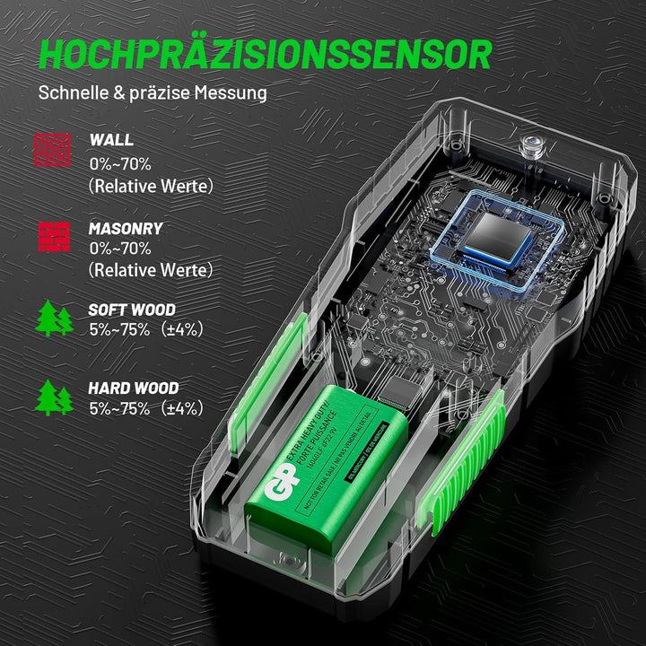 Feuchtigkeitsmessgerät für Wand & Holz – Zerstörungsfreies Feuchtemessgerät und Feuchtigkeitsmesser