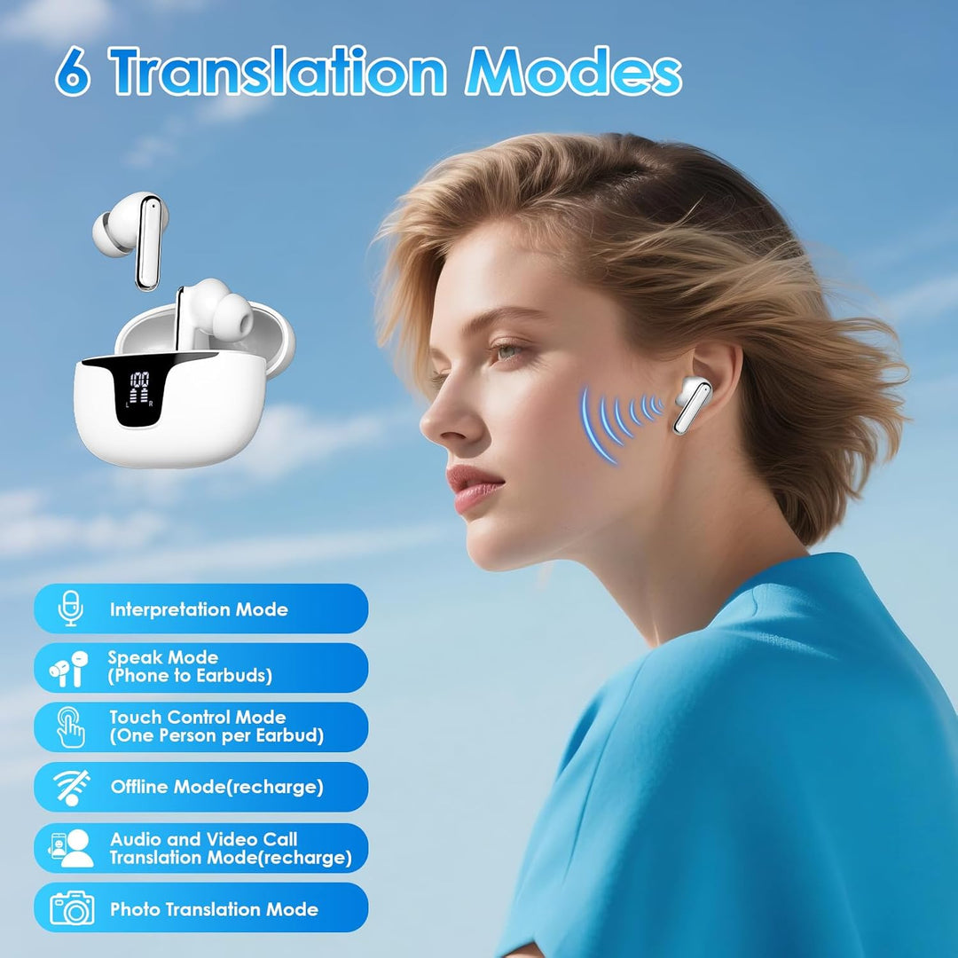 Gueray AI Kopfhörer Übersetzer Übersetzungskopfhörer Echtzeit mit App, Bluetooth 5.4 Kopfhörer Im Oh