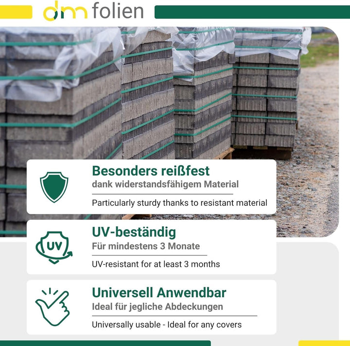 dm-Folien Abdeckfolie I 1,5 x 50 m I 150 My Stärke I Verschiedene Masse & Stärken I Transparente & r