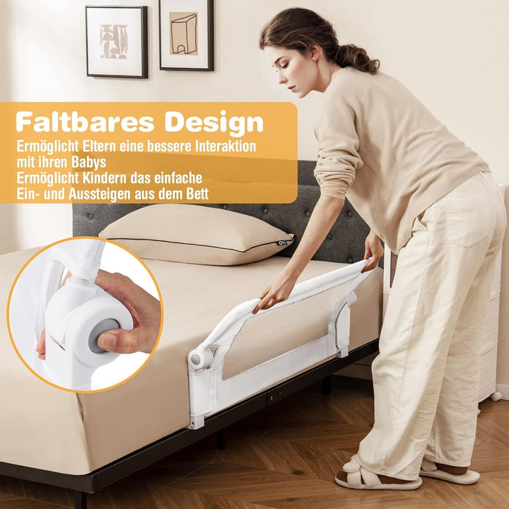 FANTASK Bettschutzgitter klappbar mit Verstellbarer Gurte, Bettgitter Bettschutzgitter, EIN-klick-Fa