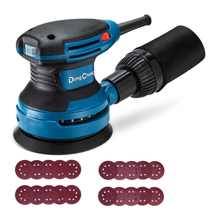 DongCheng Exzenterschleifer 380W, 125mm Schleifmaschine, 6 Geschwindigkeiten 8,000-12,800 U/min mit