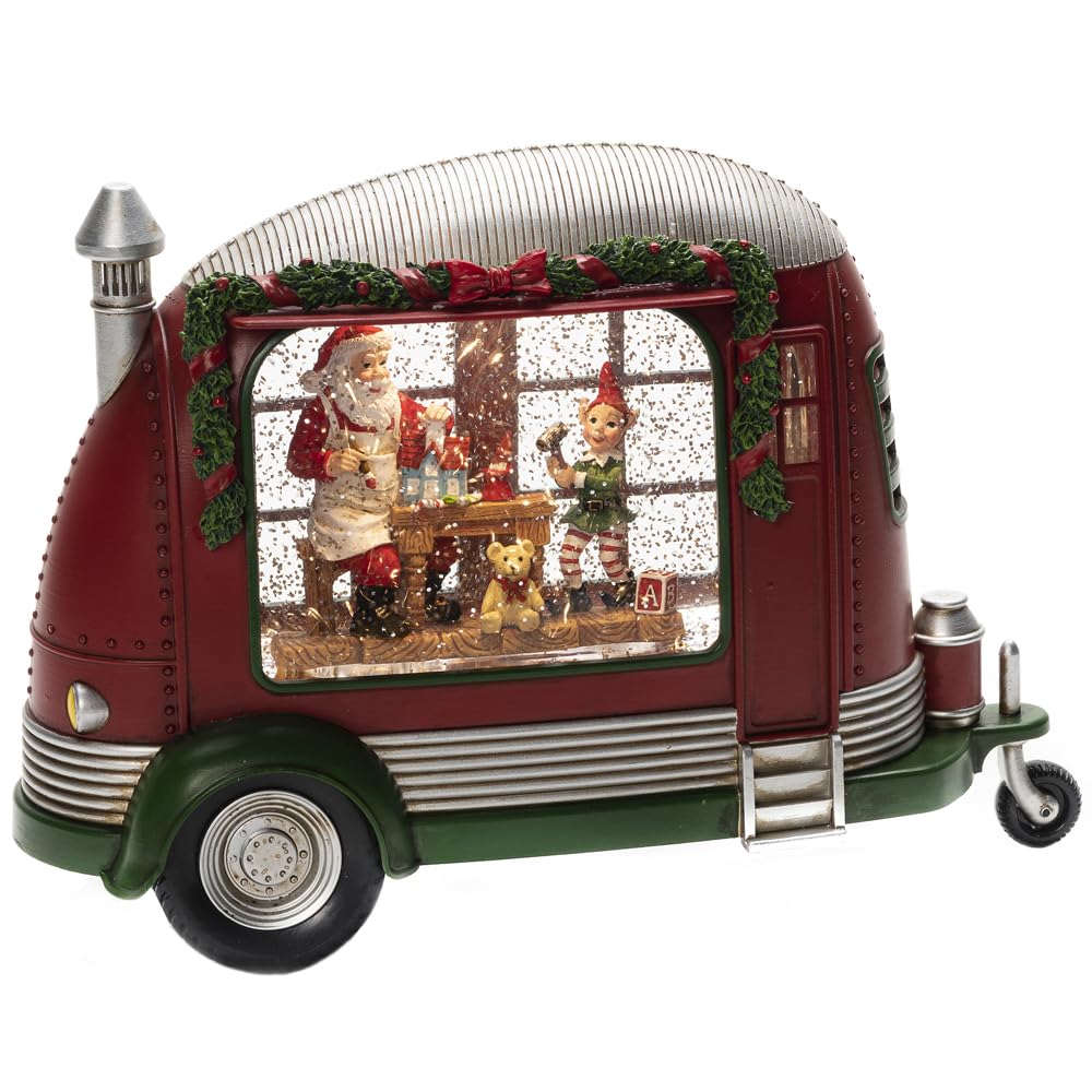 Konstsmide Karavan Weihnachtswerkstatt, wassergefüllt, mit an/aus Schalter, 5h Timer, kombinierbar m