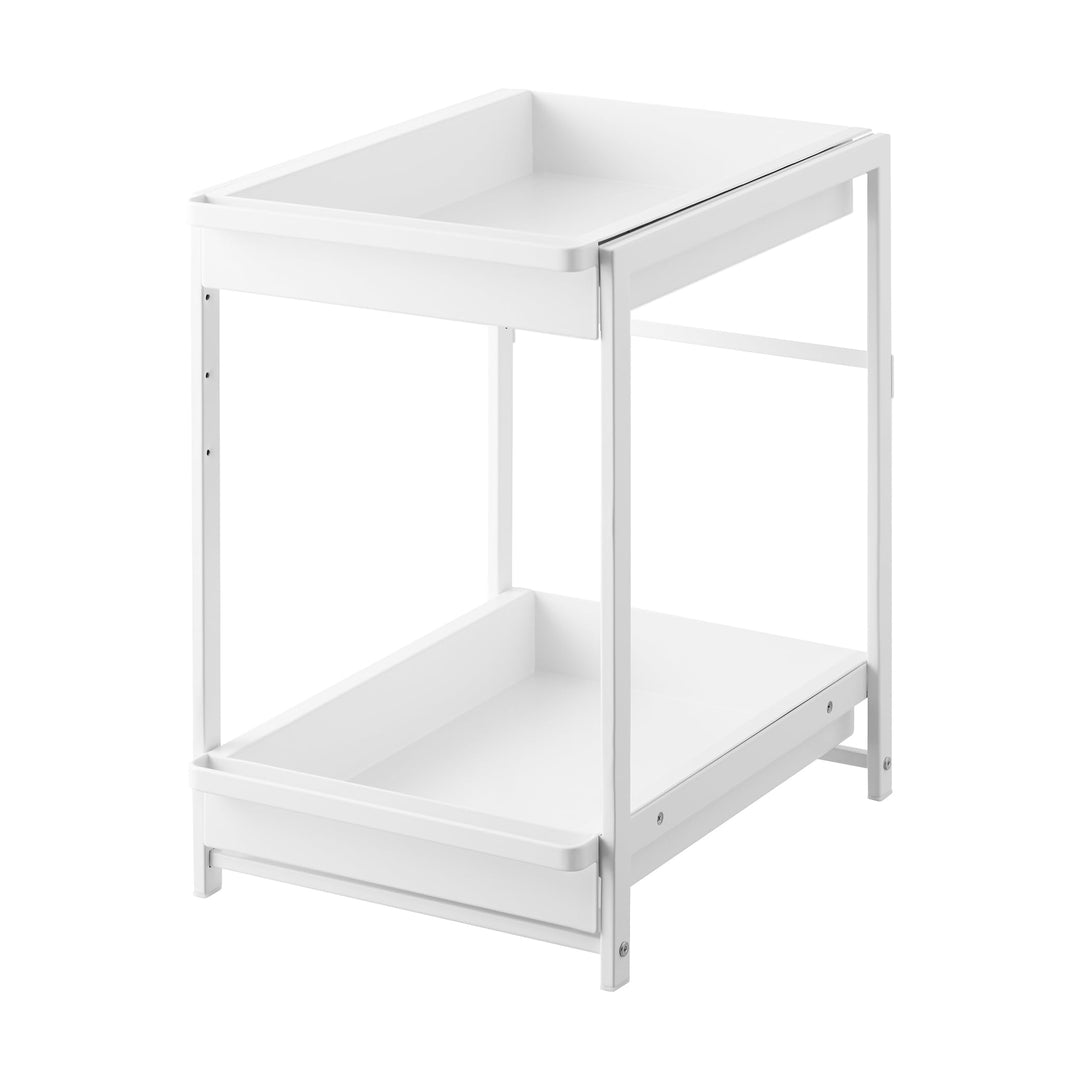 Yamazaki 1460 TOWER 2-stöckiges Spülschrank-Regal mit Schiebeböden, weiss, Stahl, minimalistisch, 42