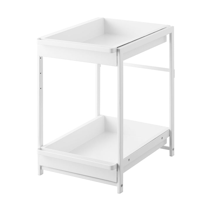 Yamazaki 1460 TOWER 2-stöckiges Spülschrank-Regal mit Schiebeböden, weiss, Stahl, minimalistisch, 42