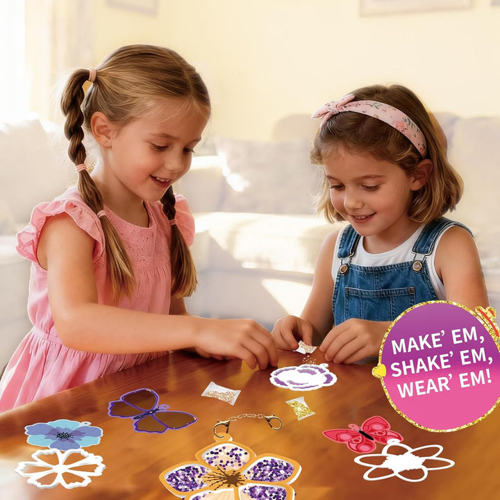 Afufu Shake-its Glitzer Bastelset, DIY Schlüsselanhänger Shaker Kit für Kinder 4-9 Jahre, Kreative B