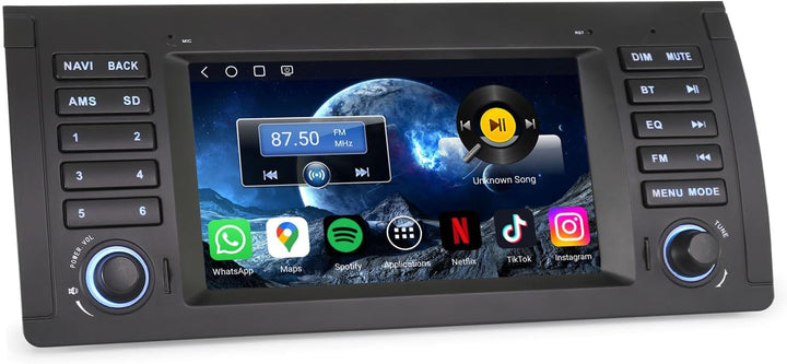 Erisin 7 Zoll Snapdragon 8-Kern 4GB+64GB Android 14 Autoradio Bluetooth mit GPS Navigation für BMW X
