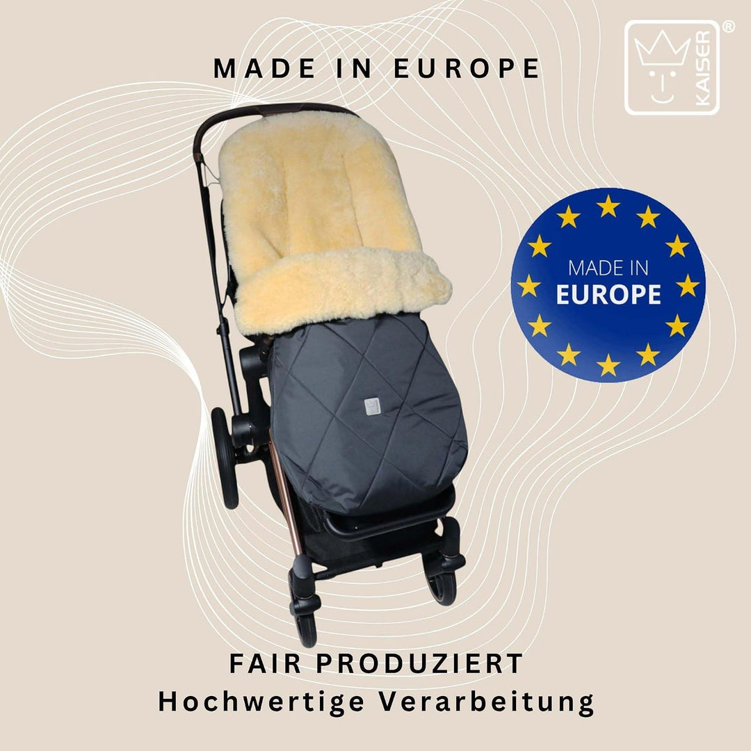 Kaiser Coosy Lammfell Kinderwagen Fusssack, 85 x 45 cm, Universal Passform (anthracite), Anthracite