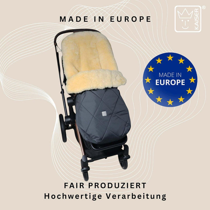 Kaiser Coosy Lammfell Kinderwagen Fusssack, 85 x 45 cm, Universal Passform (anthracite), Anthracite