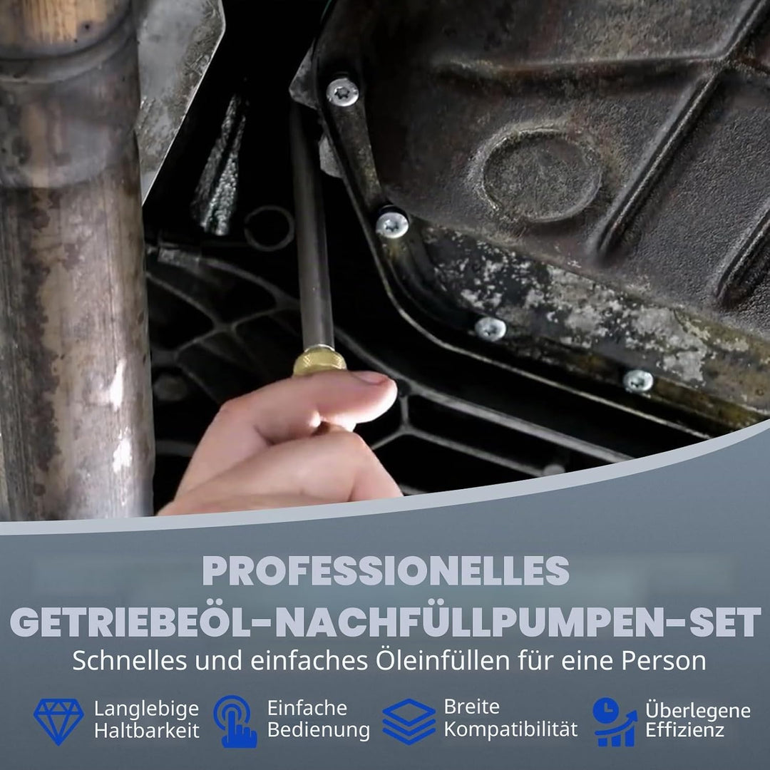 FreeTec Öl und Flüssigkeit Extraktor Pneumatische Getriebeölpumpe Öleinfüllgerät mit 14-teilig ATF A