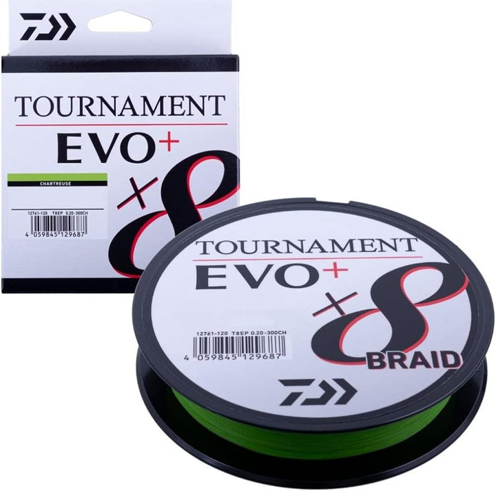 Daiwa Tournament X8 Braid EVO+ 135m Chartreuse geflochtene Angelschnur 135m/0.26mm, 135m/0.26mm