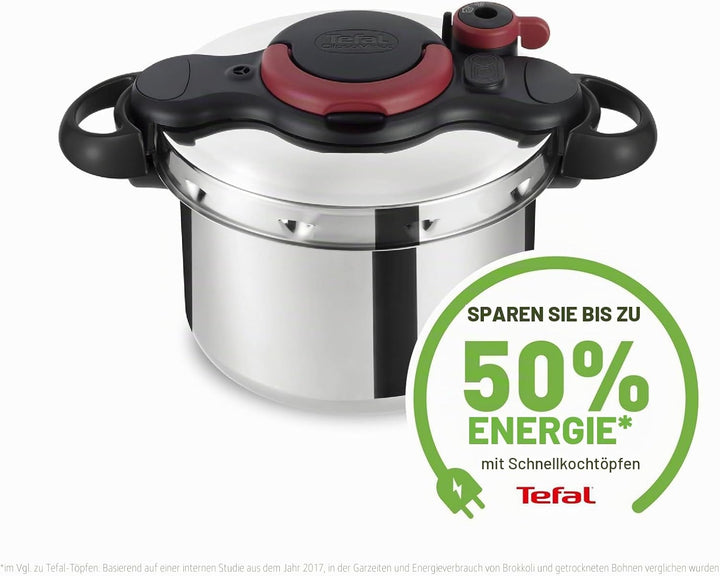 Tefal Clipso Minut Easy Druckkochtopf, Edelstahl, bunt, 22 cm, 6 l