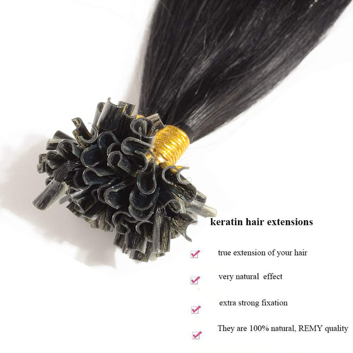 Bondings Extensions Echthaar 1G/Strähnen Keratin U-Tip Remy Human Hair Haarverlängerung 50 Strähnen