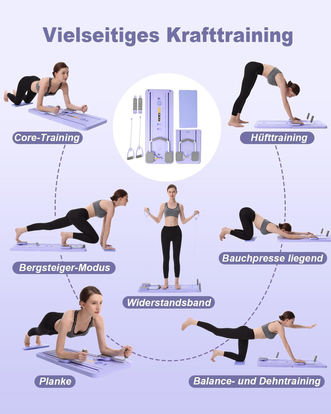AMAZINGHOME Pilates Board mit automatischem Rückprall – Faltbares Core-Trainingsgerät für Zuhause, i