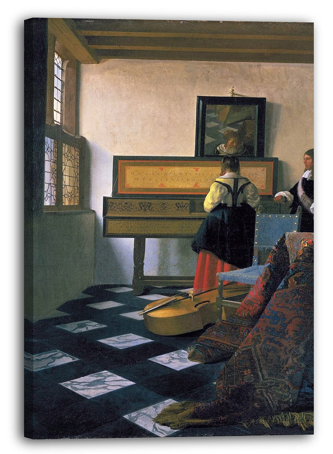 Printed Paintings Leinwand (60x80cm): Jan Vermeer - Die Musikstunde (1662/1665) 60x80 cm, 60x80 cm