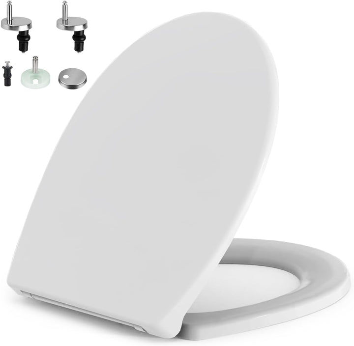 Surfou WC Sitz Mit Absenkautomatik, Toilettendeckel Weiss Oval Toilettenbrille Klodeckel Klo Deckel,