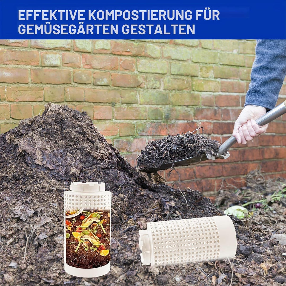 2 Stück Unterirdischer Wurmkomposter, Nachhaltiger Kompostbehälter mit Deckel für Küchenabfälle, Wei