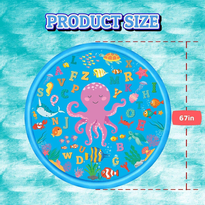 Wasserstrahlmatte für Kinderspielzeug, 170cm Sprinkler Wasser-Spielmatte,Spritzschutz,Baby-Pool zum