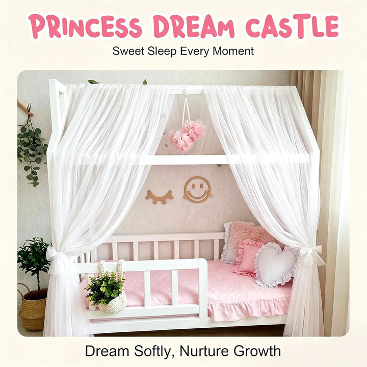 CEWROM Hausbett Himmel Vorhänge 2er Set, Tüll Betthimmel Himmelbett für Hausbett Deko & Himmel für K