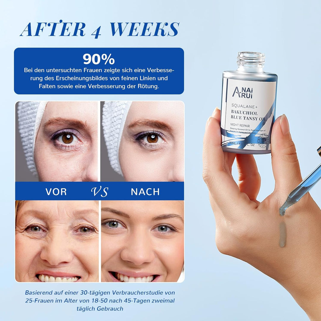 ANAiRUi Bakuchiol Oil, Pflanzenöl, natürliche Retinol Alternative, mit blue Tansy, Squalan, Jojoba,