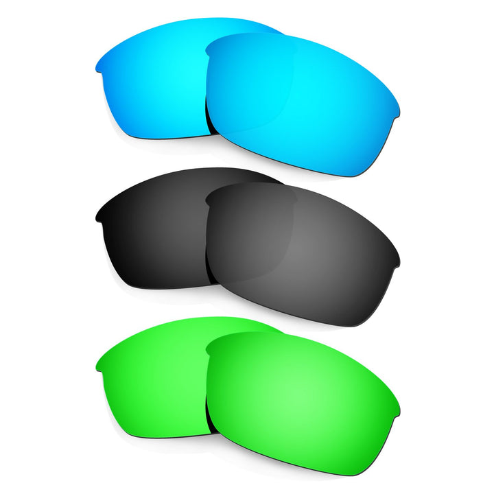 HKUCO Plus Mens Replacement Lenses For Oakley Flak Jacket Blue/Black/Emerald Green Sunglasses