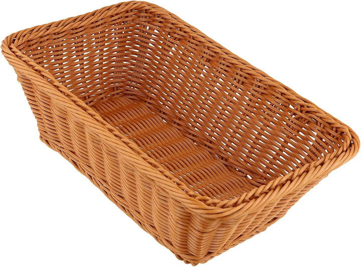 FUNSUEI 4 Stück 30 x 20 x 10 cm Brotkorb Kunststoff, Brotkörbchen Plastik Rechteckig, Rattan Korb Br