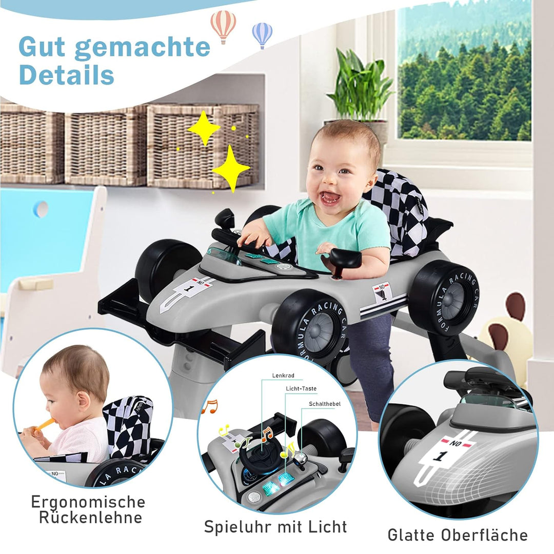 COSTWAY 4 in 1 Lauflernwagen, Lauflernhilfe klappbar mit einstellbarer Höhe & Geschwindigkeit, Baby