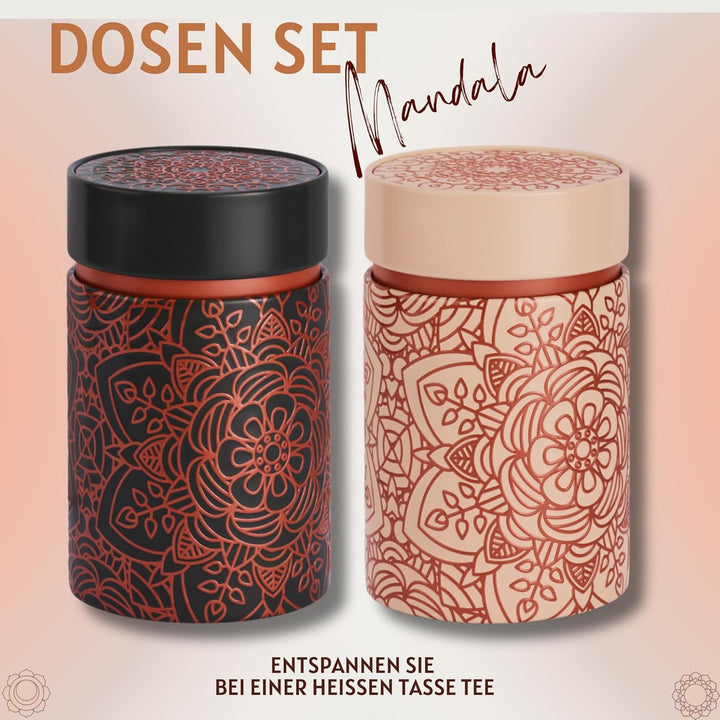 MediMuc Dose Mandala 150g 2er Set mit orientalischen Motiven aufwendig lackiert, Stülpverschluss - V