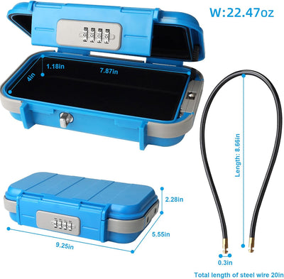 NBYT Tragbarer Safe Box, Zahlenschloss Code, wasserdichter Anti-Diebstahl-Mini-Reisesafe mit abnehmb