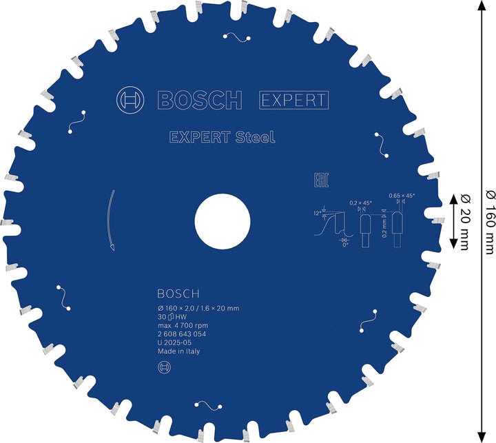 Bosch Accessories Bosch Professional 1x Kreissägeblatt Expert for Steel (für Stahl, Sägeblatt Ø 160