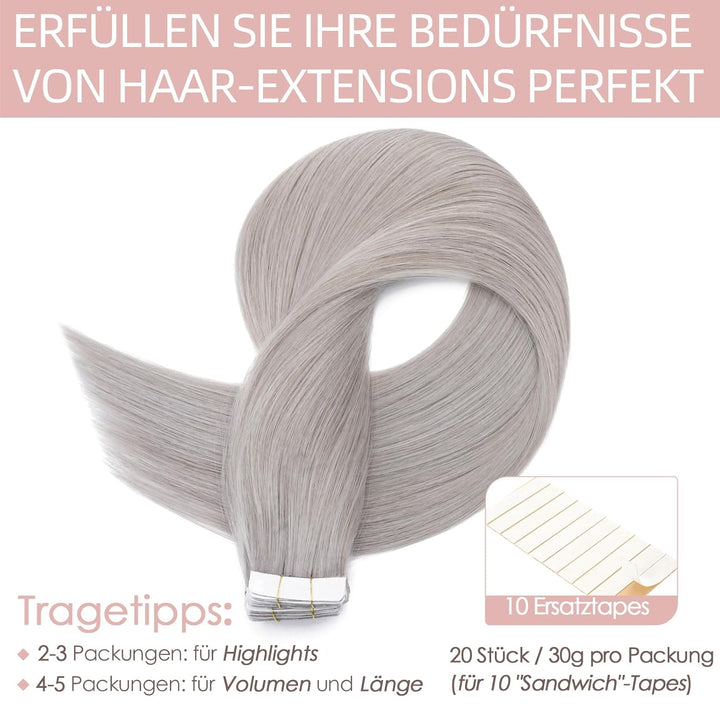 Silk-co Tape in Extensions Echthaar 20stk, leicht Version Tape Extensions Echthaar, Remy Haarextensi