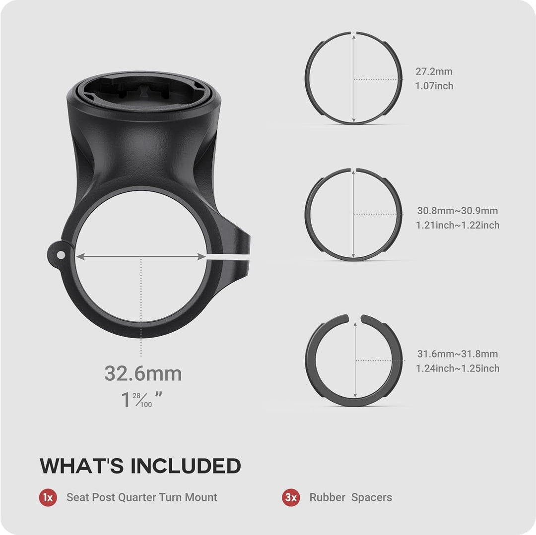 TUSITA Sattelstützen Quarter Turn Halterung - Kompatibel mit Wahoo TRACKR Radar - Passend für 27.2mm