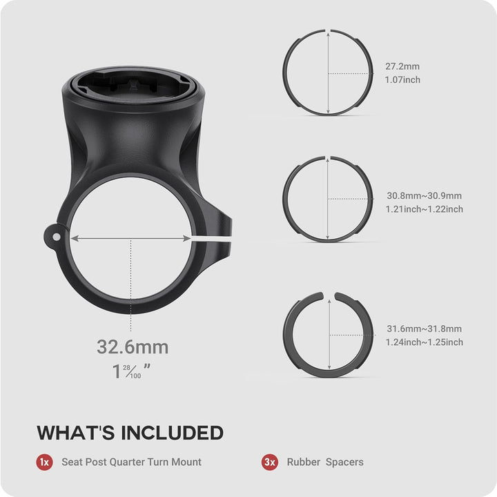 TUSITA Sattelstützen Quarter Turn Halterung - Kompatibel mit Wahoo TRACKR Radar - Passend für 27.2mm