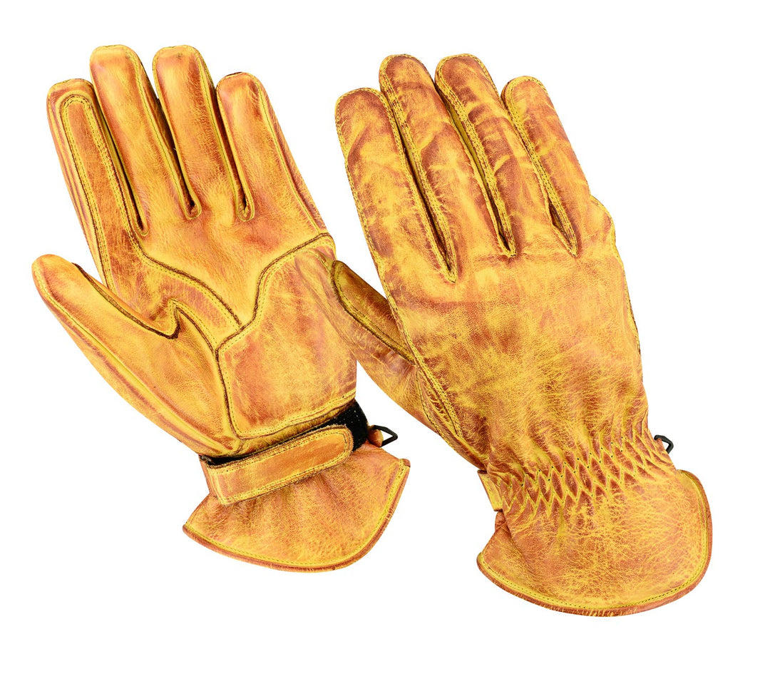 Motorradhandschuhe Leder Retro Old School Cafe Racer Chopper Braun (M)