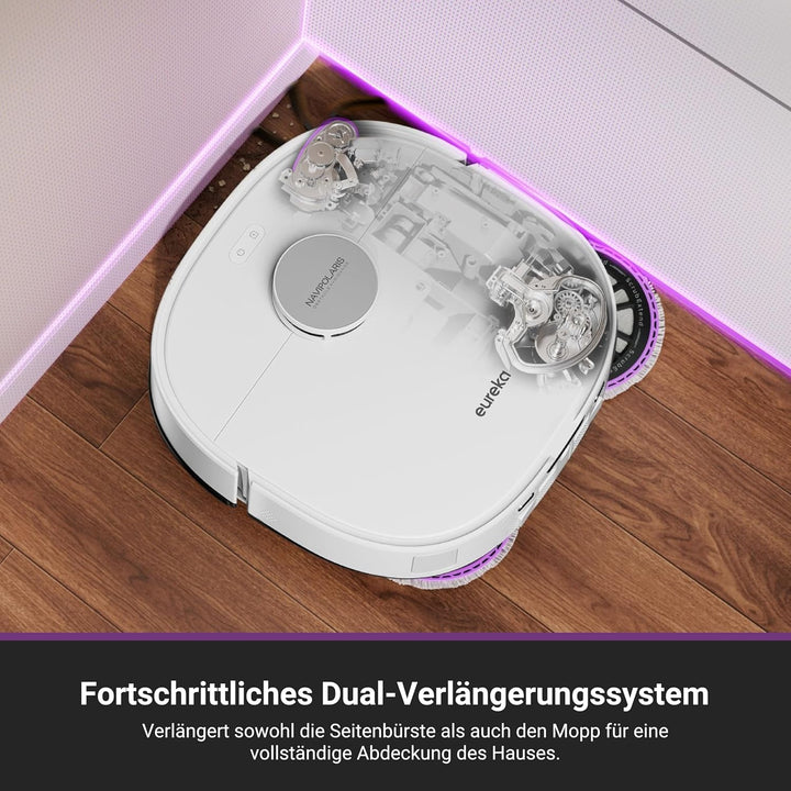 EUREKA J15 Max Ultra Roboterstaubsauger mit Wischfunktion | Extensible Seitenbürste & Wischarm | 220
