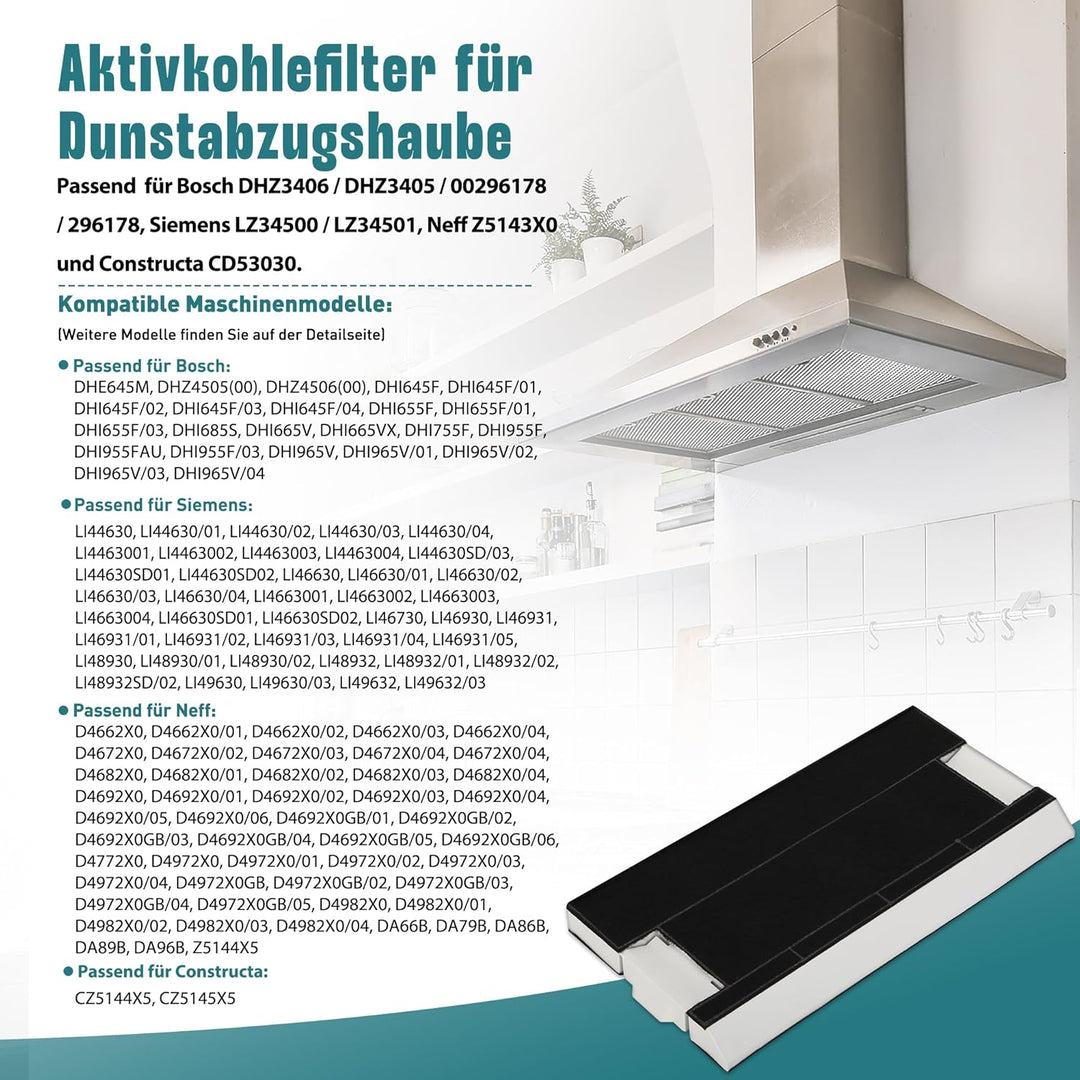 2 Aktivkohlefilter für Bosch DHZ4506 DHZ4505/ 00434229/434229 Siemens LZ45501 LZ45500 Neff Z5144X1 Z