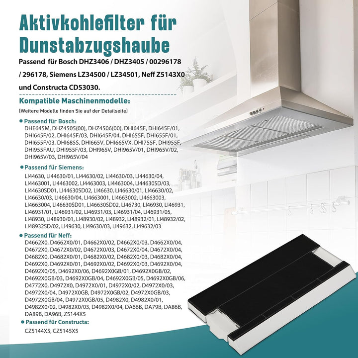 Aktivkohlefilter für Bosch DHZ4506 DHZ4505/ 00434229/434229 Siemens LZ45501 LZ45500 Neff Z5144X1 Z51