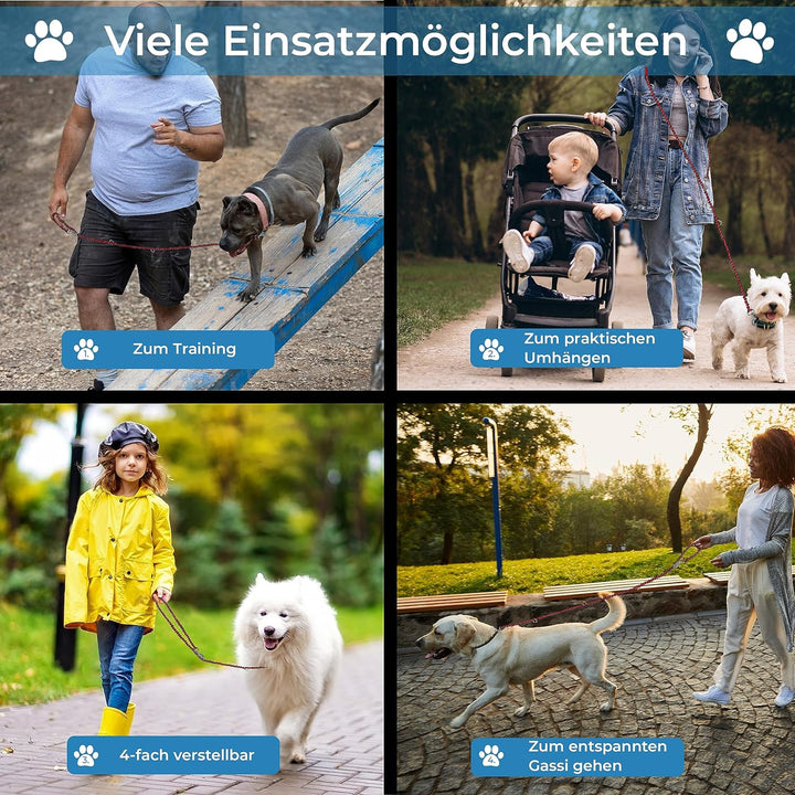 Testnote: Sehr gut - Hundeleine reflektierend I 2m, verstellbar, wetterfest & reissfest bis 250 kg I