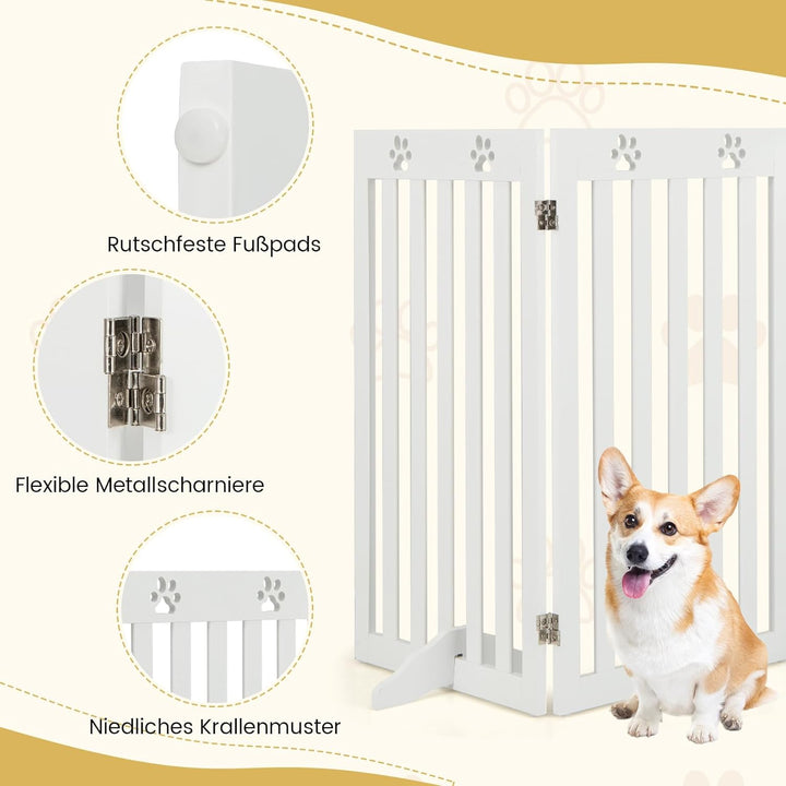 COSTWAY Absperrgitter Hunde 89cm Hoch, Schutzgitter Holz, Kindergitter klappbar, Treppengitter Hunde