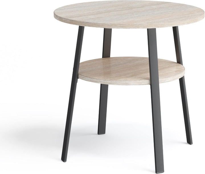 stardis Beistelltisch rund stabiles Metallgestell/Holz Ø52xH 54 cm, 2 Ablagen Nachttisch Couchtisch