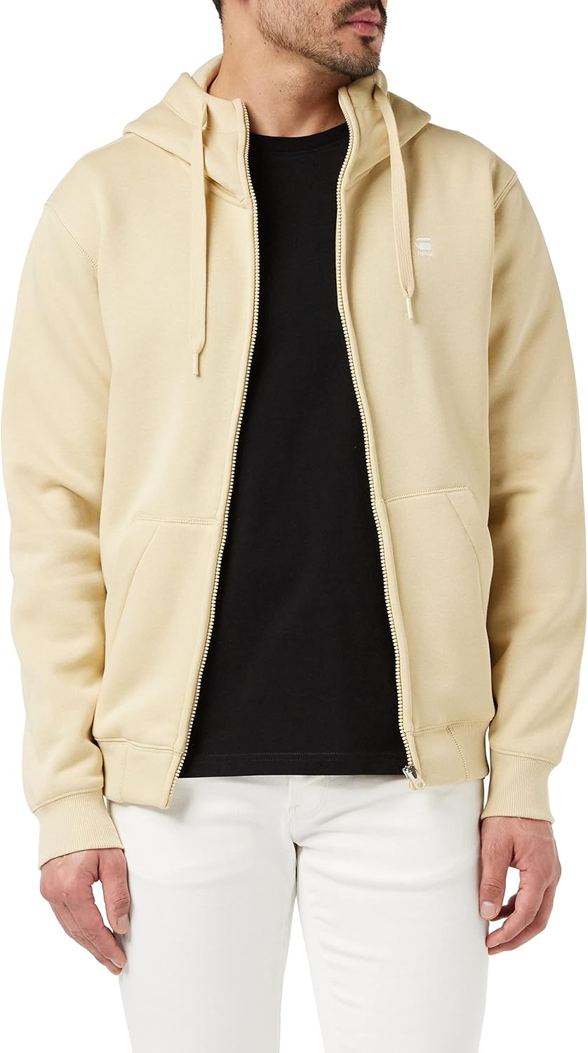 G-STAR Herren Premium Core Hooded Sweatshirt S Beige (Postbag D16122-c235-1868), S Beige (Postbag D1