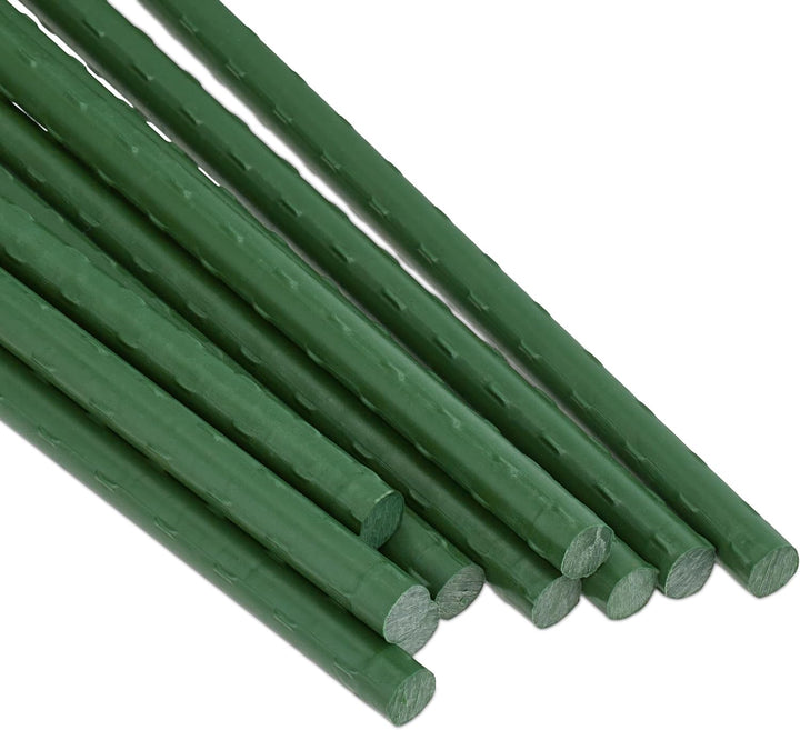 Relaxdays Pflanzstäbe, 10er Set, 100 cm, Ø 10 mm, kunststoffummantelter Stahl, Rankhilfe für Pflanze