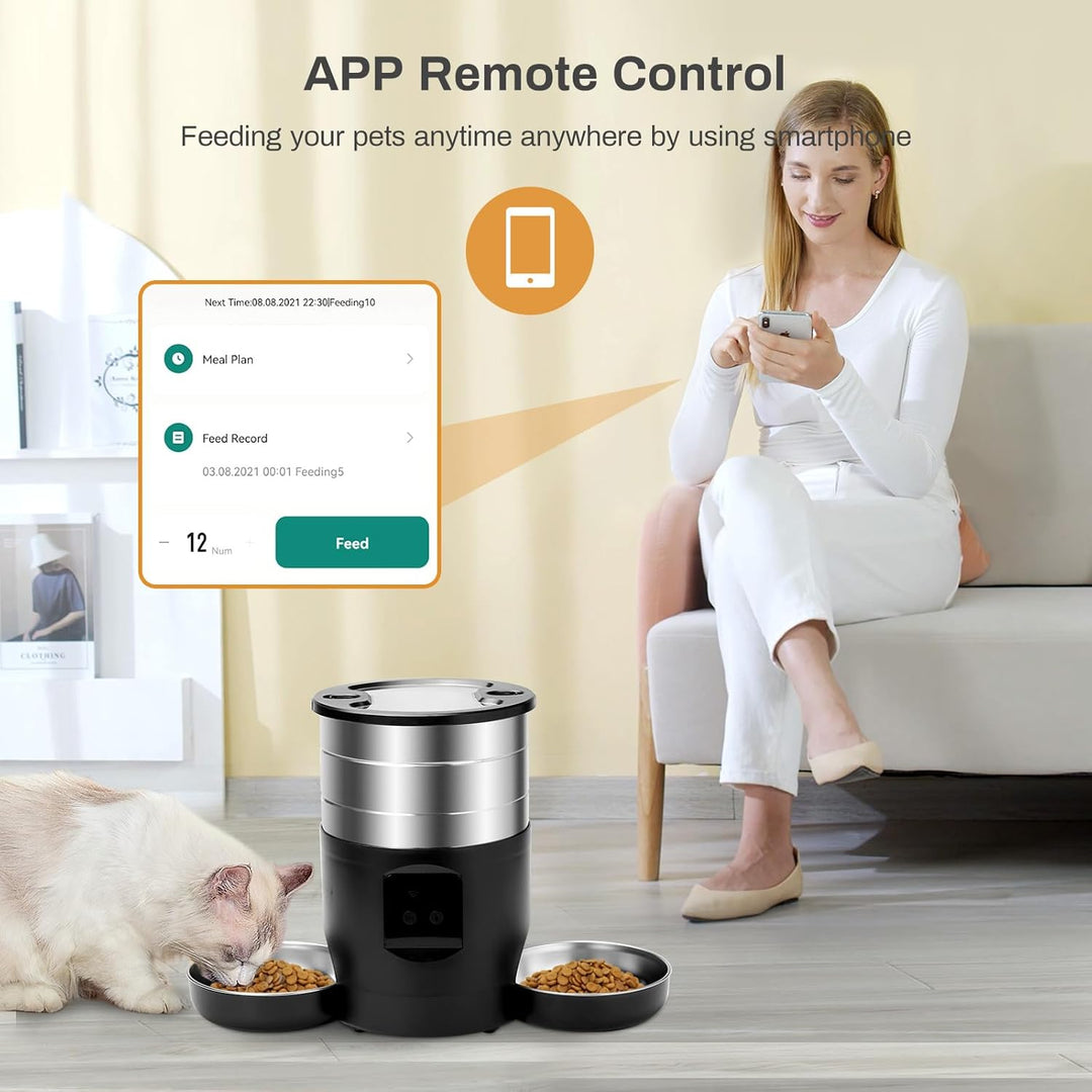 Futterspender für Katzen, automatisch, 4,5 l, programmierbar für 10 Mahlzeiten, Sprachfunktion 10 Se