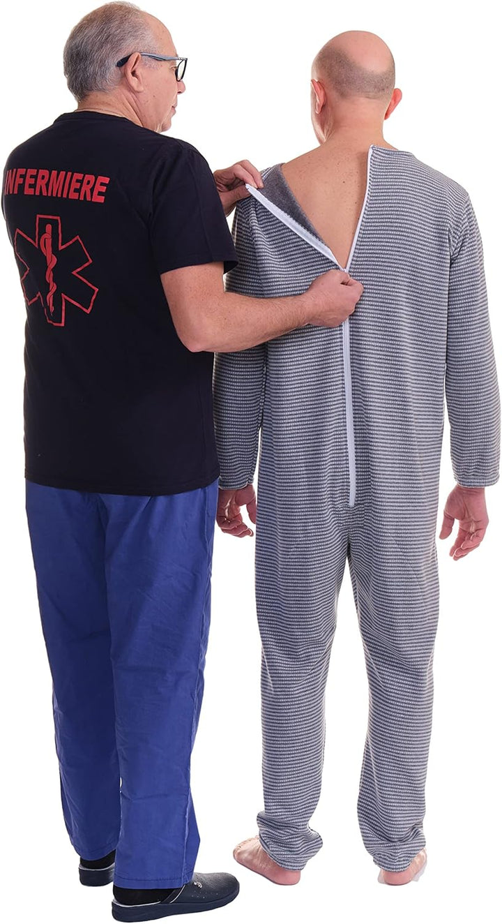 FERRUCCI COMFORT Wintersanitärpyjama mit Rückenreissverschluss - 9014/1 - Für Alzheimer, Inkontinenz