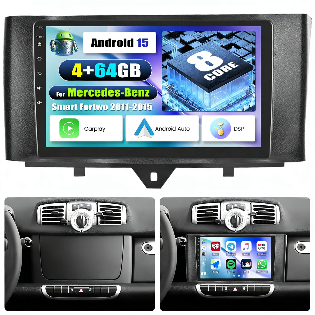 SIXWIN 8-Core 4+64G Android 15 für Mercedes-Benz Smart Fortwo 2011-2015 Carplay Android Auto Autorad